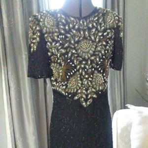 Laurence Kazar Beaded Cocktail  Dress